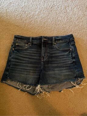 American Eagle Outfitters Dark Blue Distressed Denim Shorts